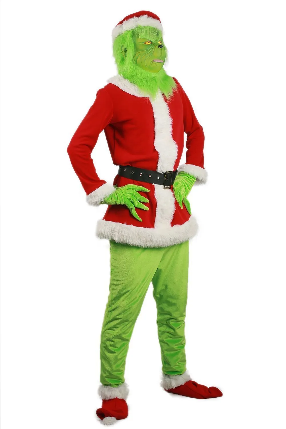 Christmas The Grinch Cosplay Costumes Party Performance Furry Santa Suit