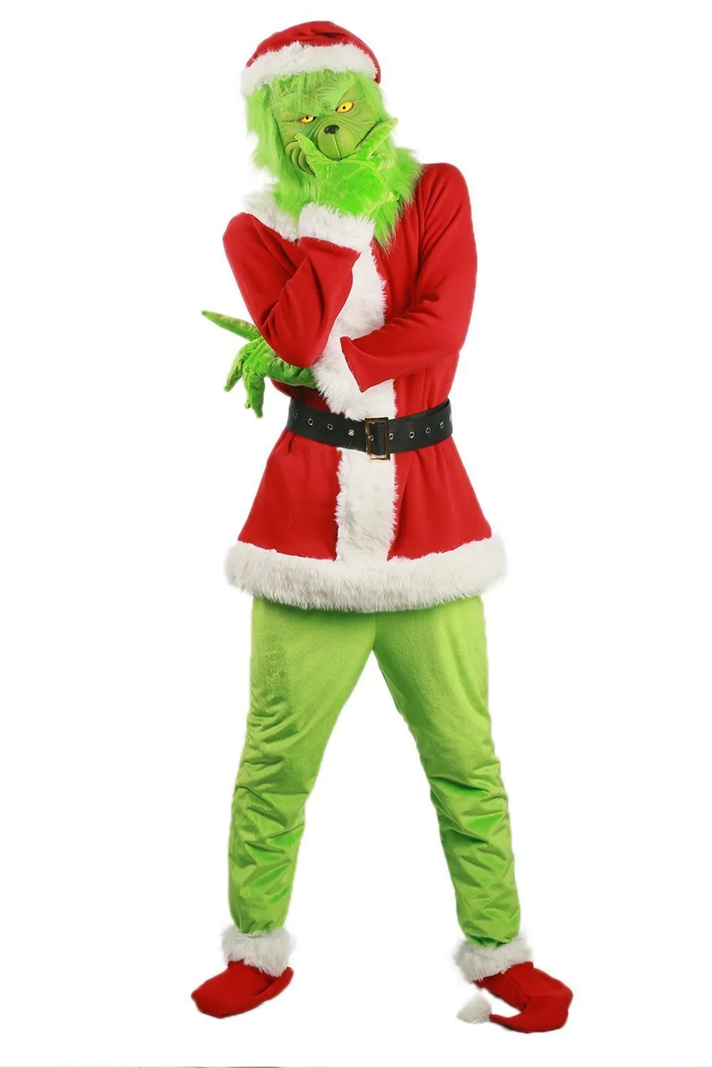 Christmas The Grinch Cosplay Costumes Party Performance Furry Santa Suit