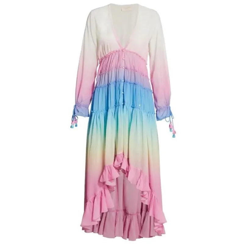 Ciel Long Dress (White/Pink)