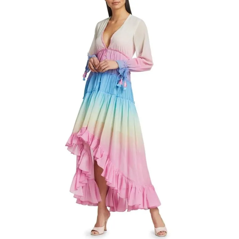 Ciel Long Dress (White/Pink)