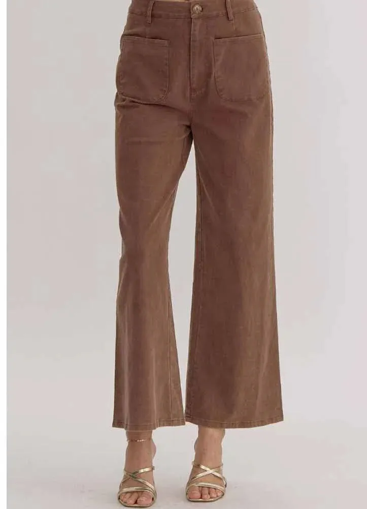 Cropped Wide Leg High Waisted Pants