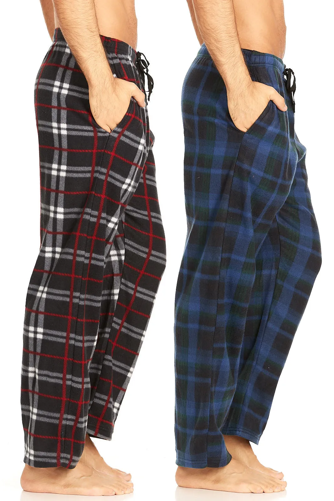 DARESAY Men Pajama Pants - Men's Microfleece Nighty Multipack PJ Pants with Pockets, Sleepwear or Lounge Pants for Men