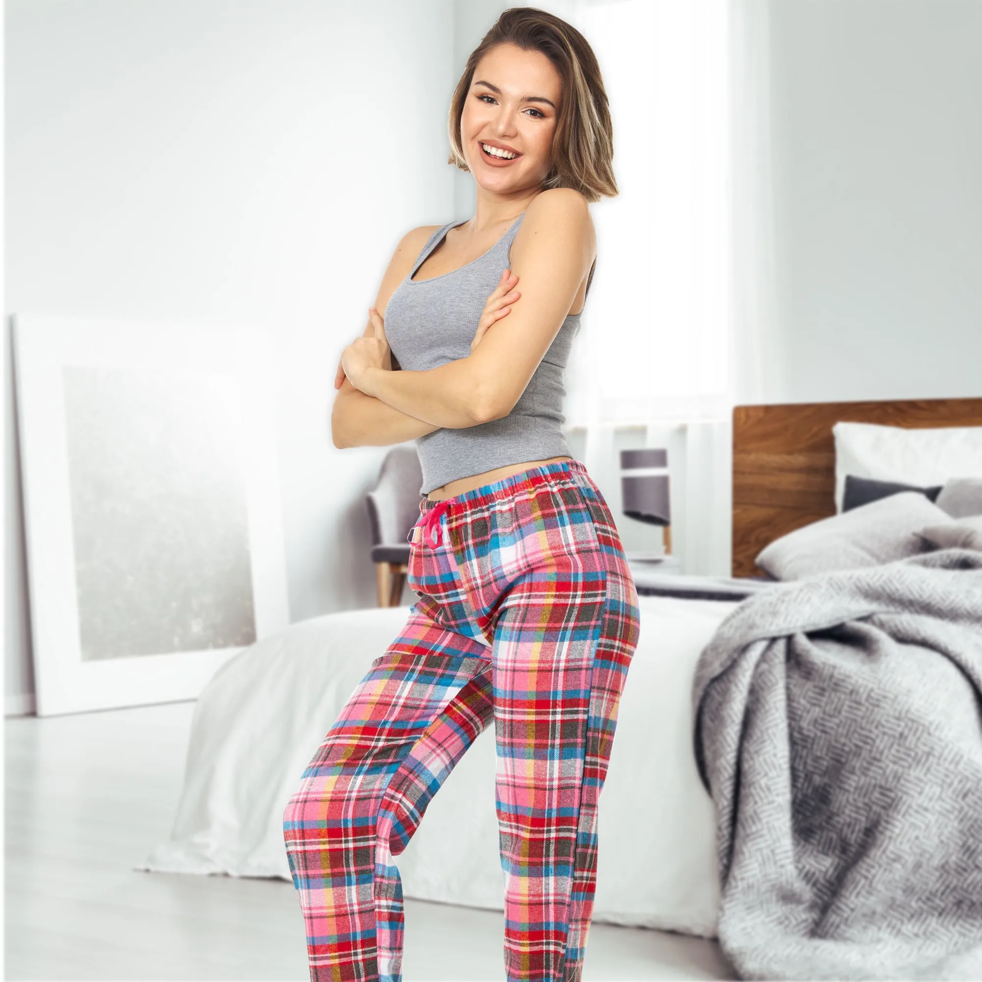 DARESAY Women’s Flannel Pajama Pants Ladies’ Soft & Stretchy Plaid Pajama Pants- Relaxed Fit, Comfortable Home pajama pants for women- Long Sleep Pants & Casualwear For All Seasons