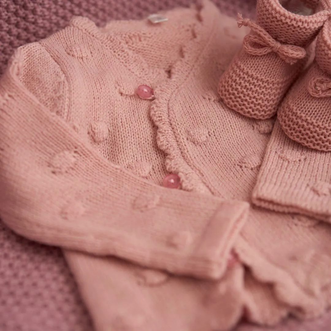 Dusty Pink Knit Baby Clothing Set