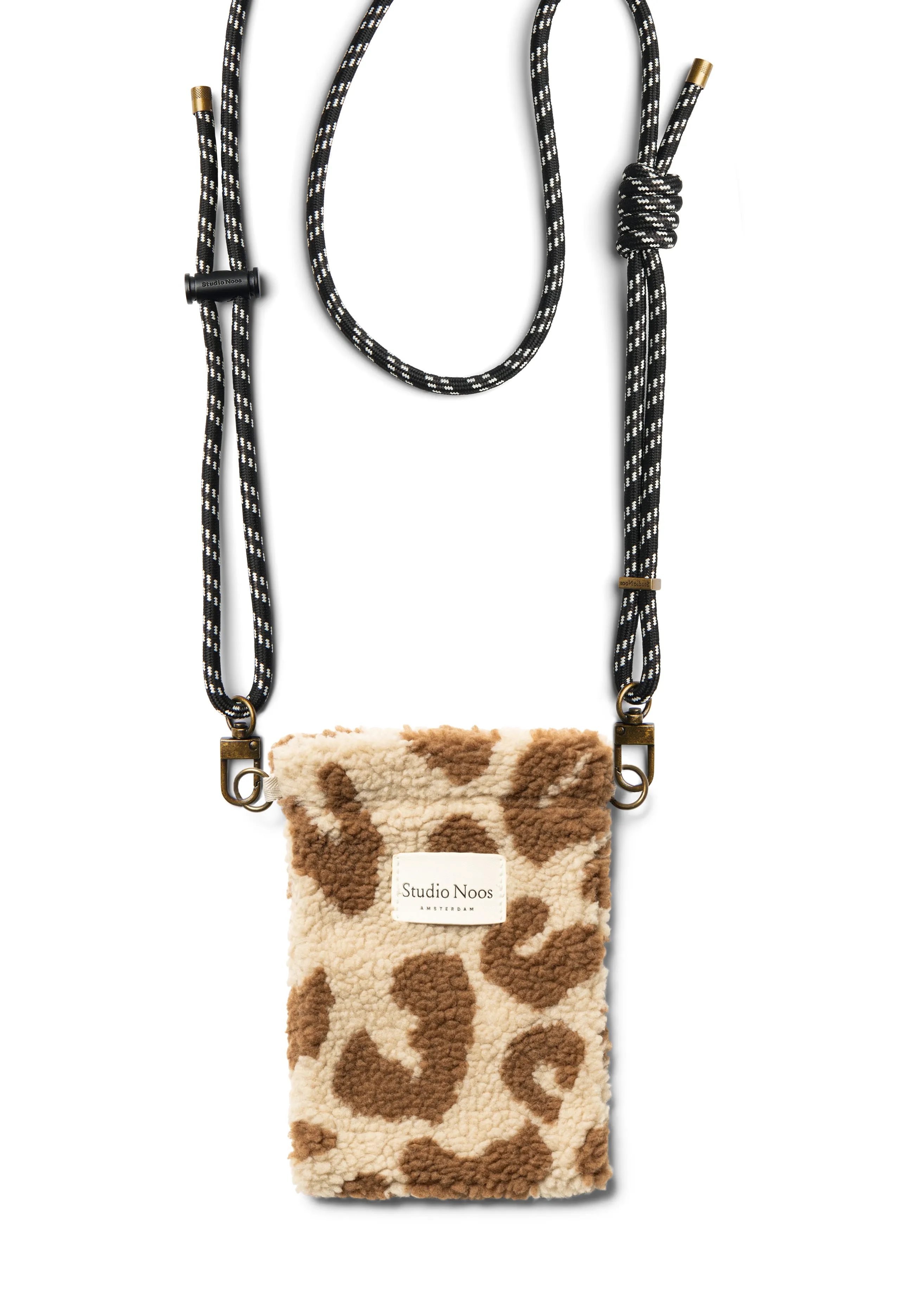 Ecru Leopard Teddy Phone Bag