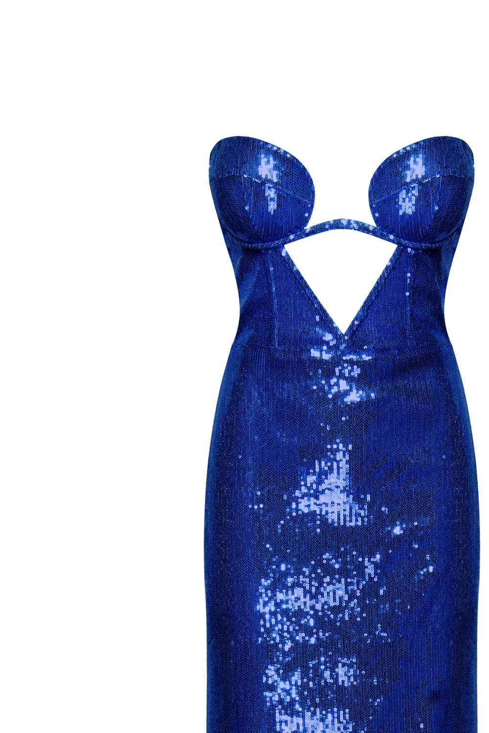 Electric blue maxi dress covered in sequins