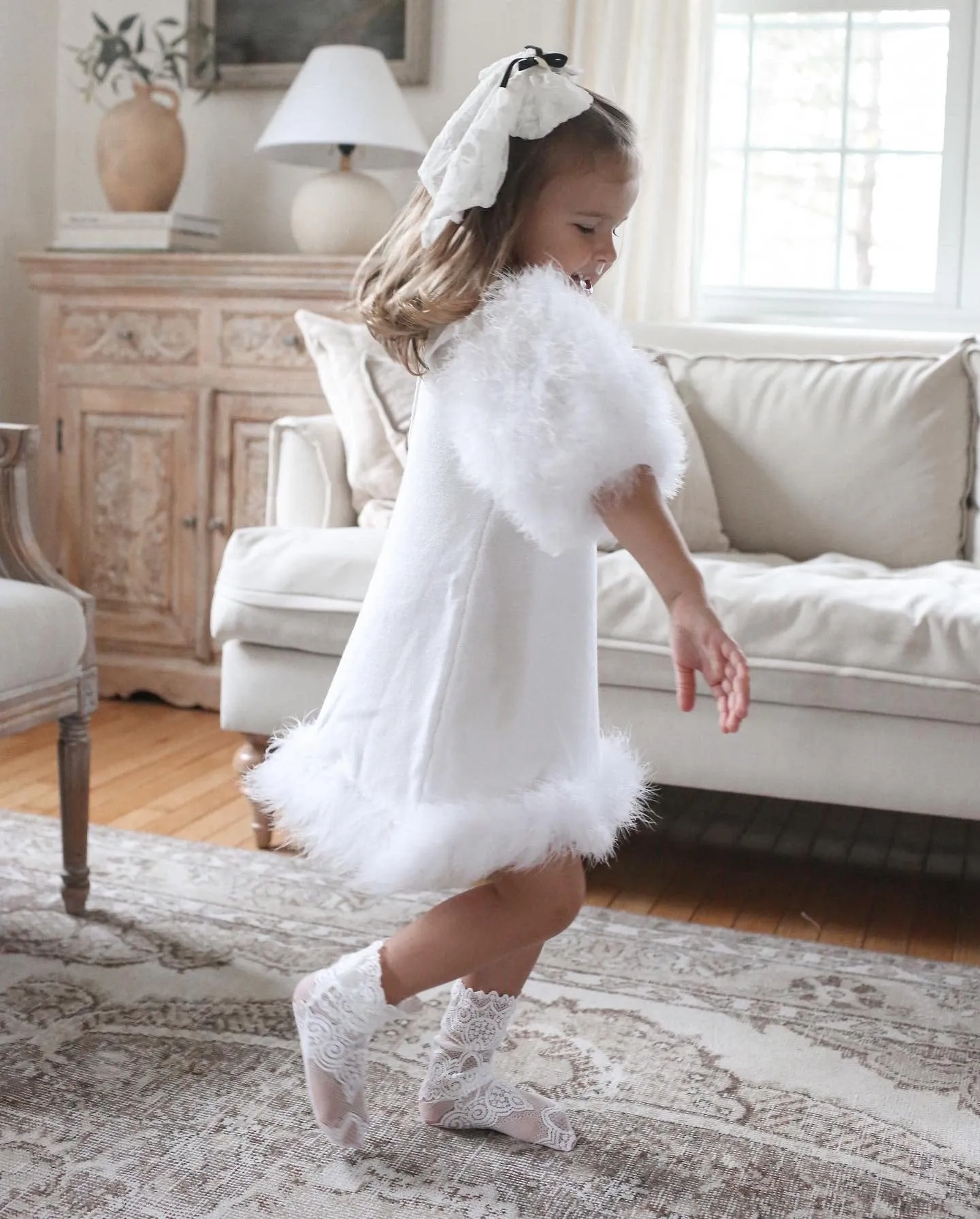 Ella Knit White Feather Dress