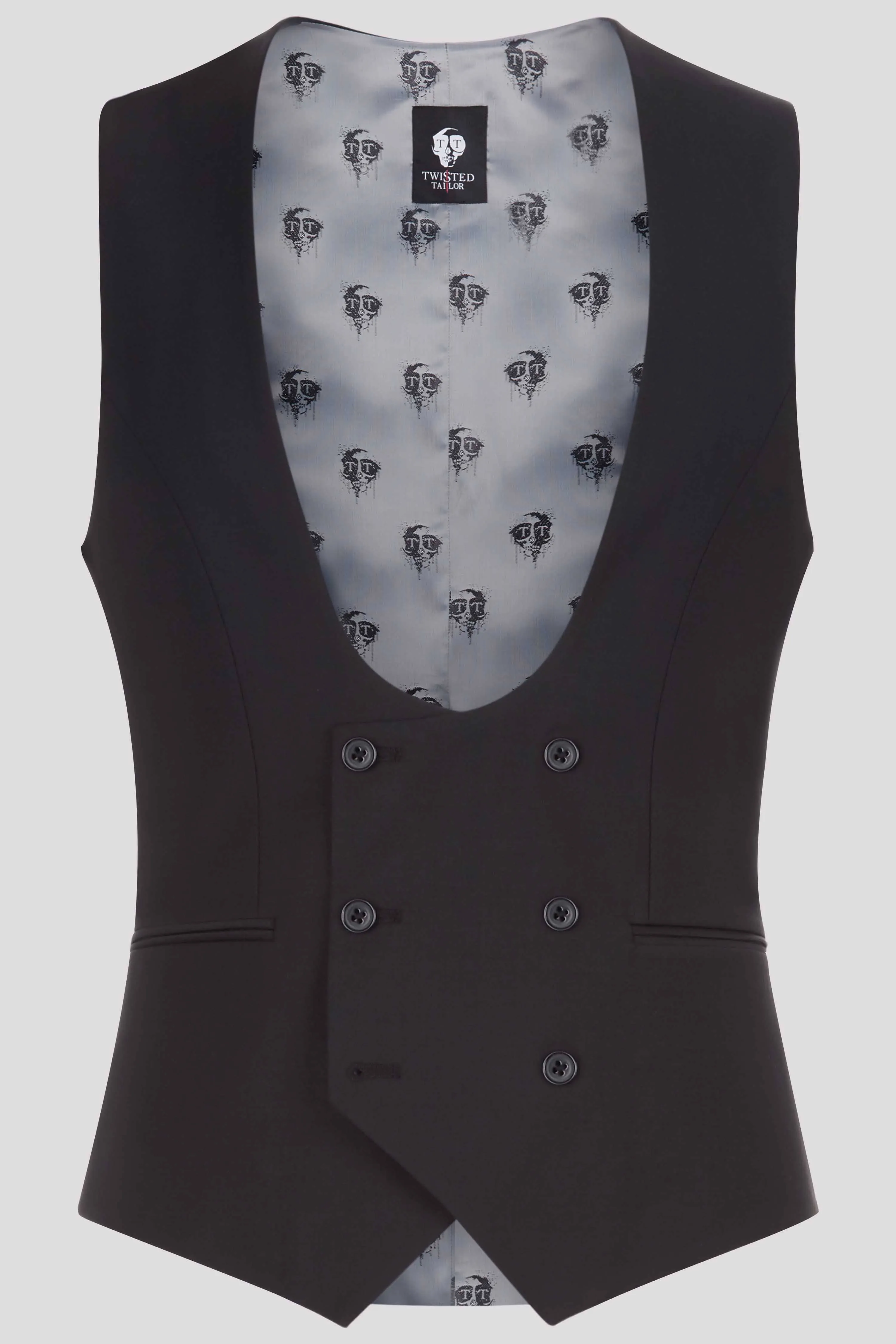 Ellroy Skinny Fit Black Wool Waistcoat