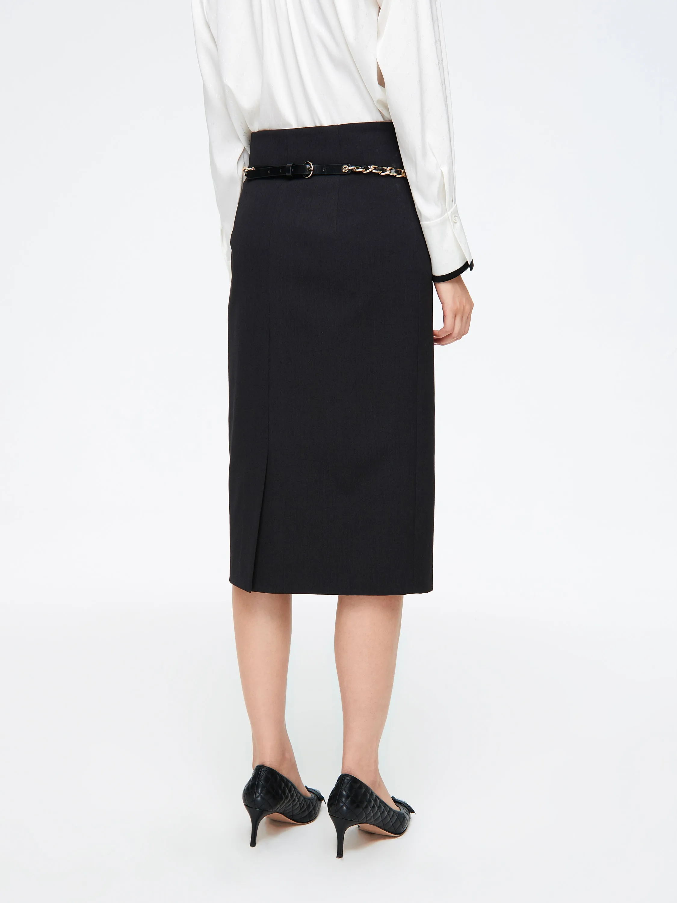 EP YAYING Belted Midi Skirt