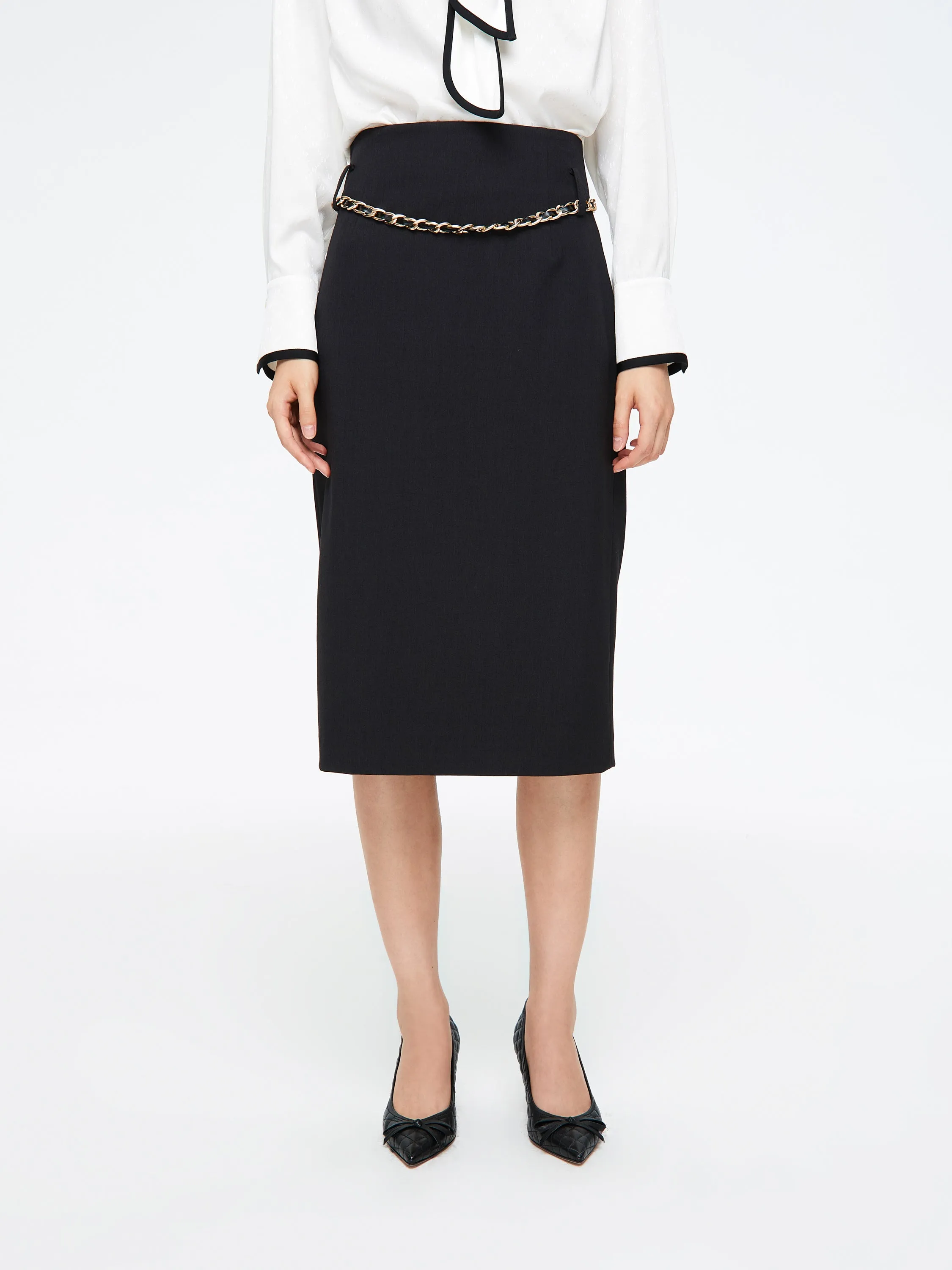 EP YAYING Belted Midi Skirt