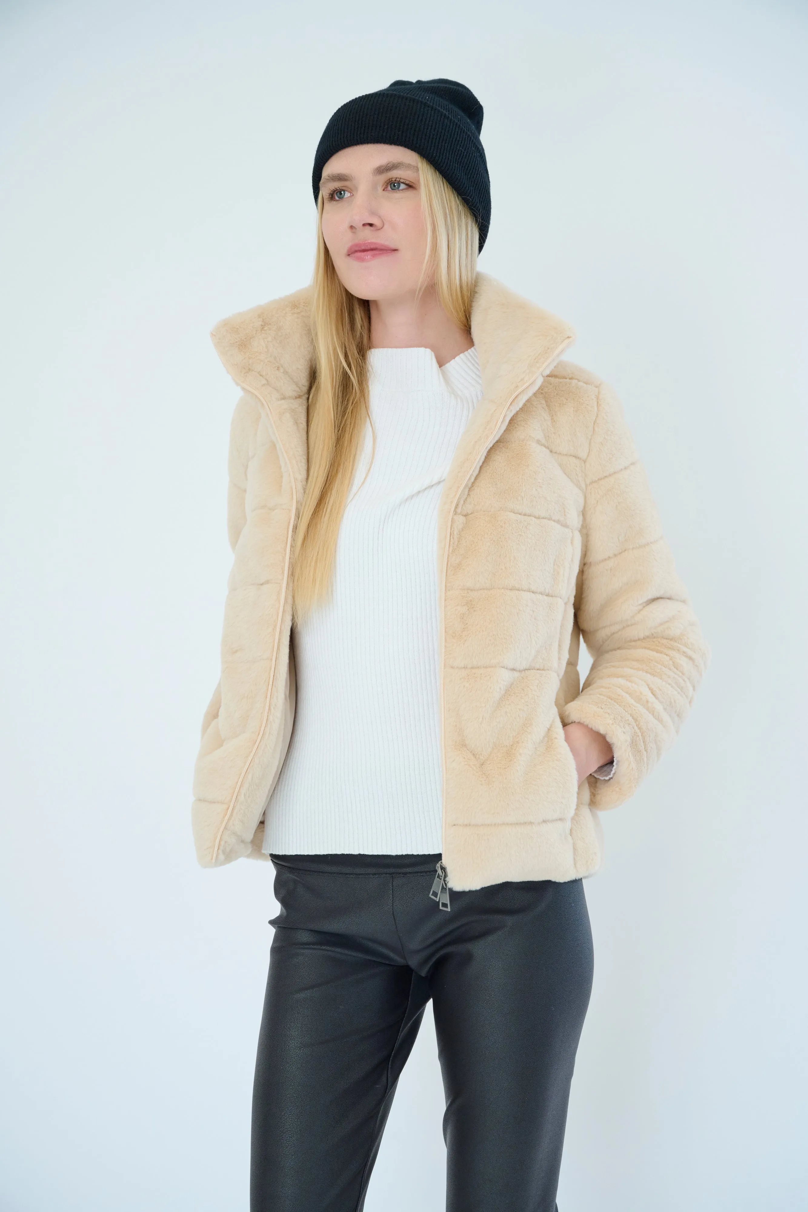 Faux Fur Quilted Jacket