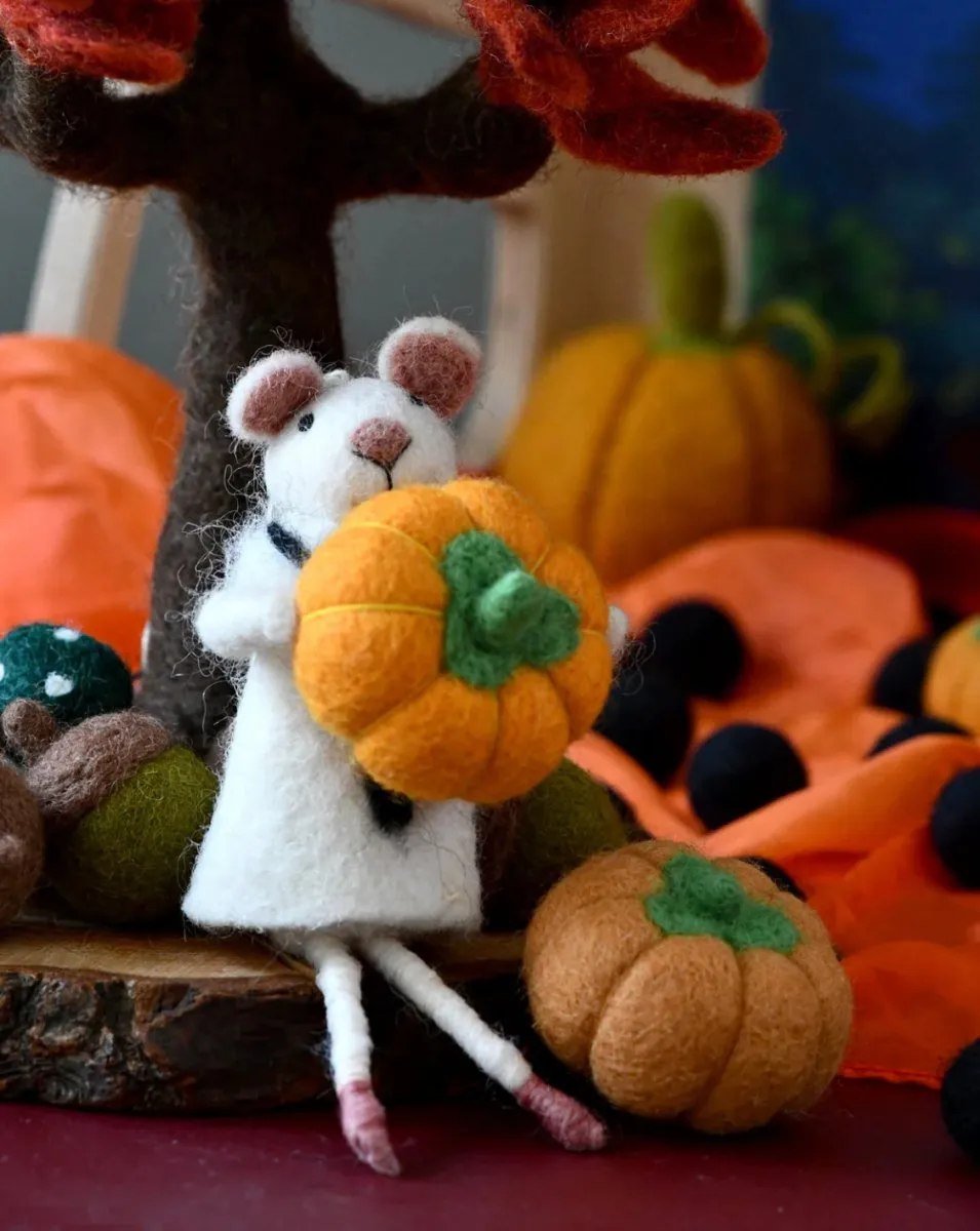 Felt White Mouse Doll Ornament - Tara Treasures