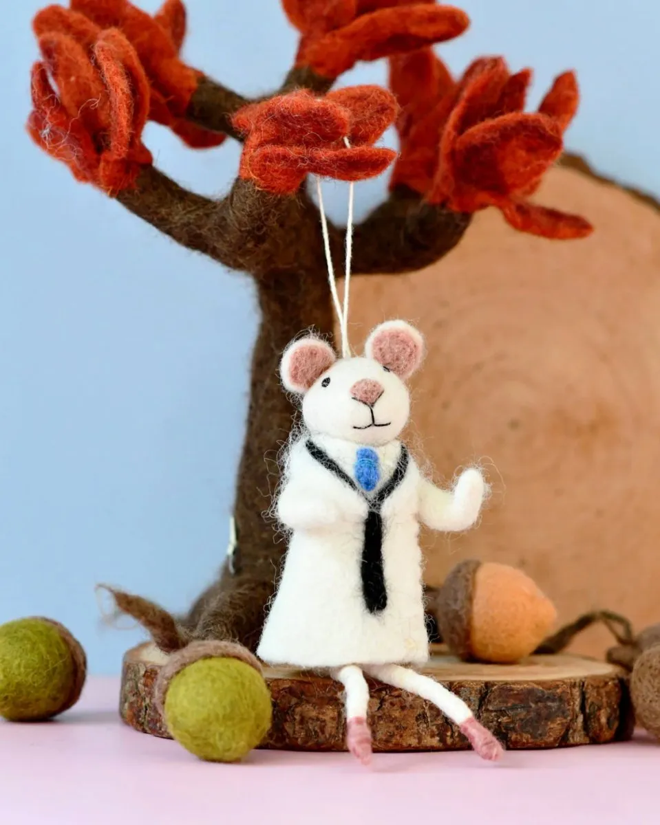 Felt White Mouse Doll Ornament - Tara Treasures