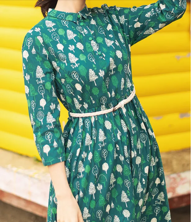 Floral  Summer Cotton Linen Spring Women Dresses QJ05082