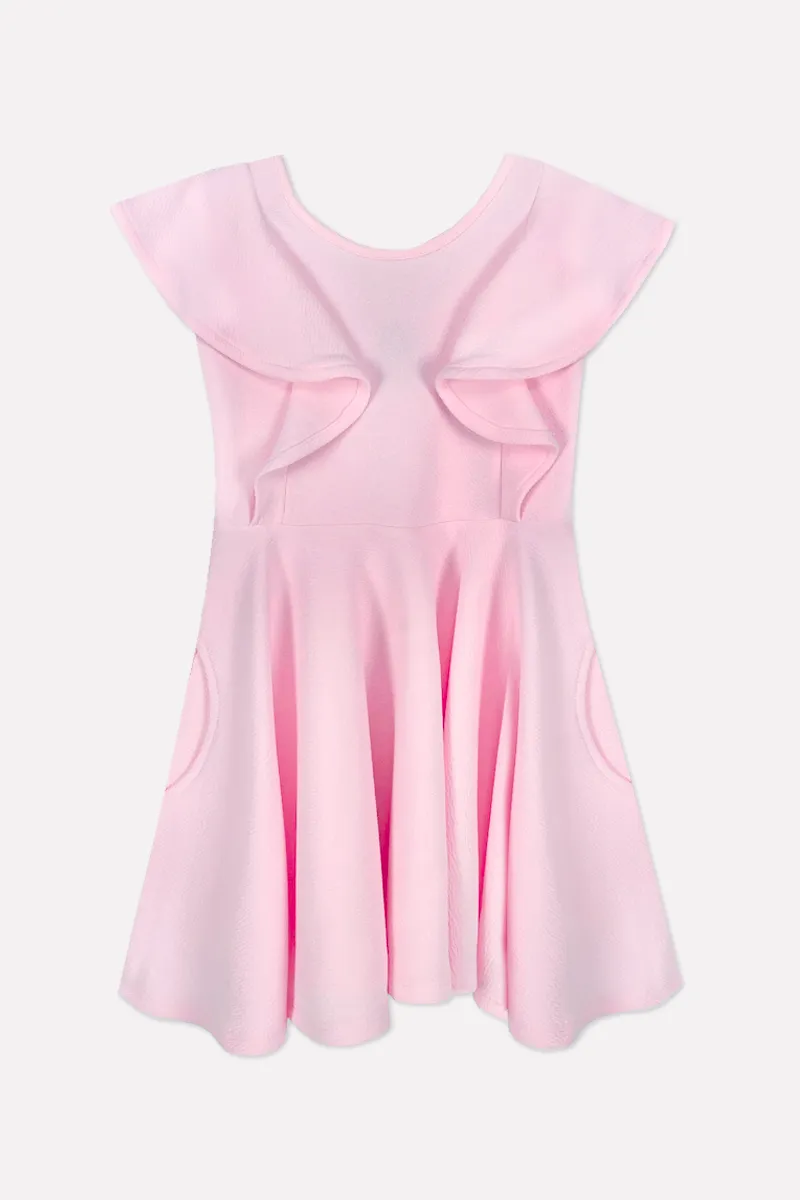 Flutter Pocket Skater Dress - Pink Texture