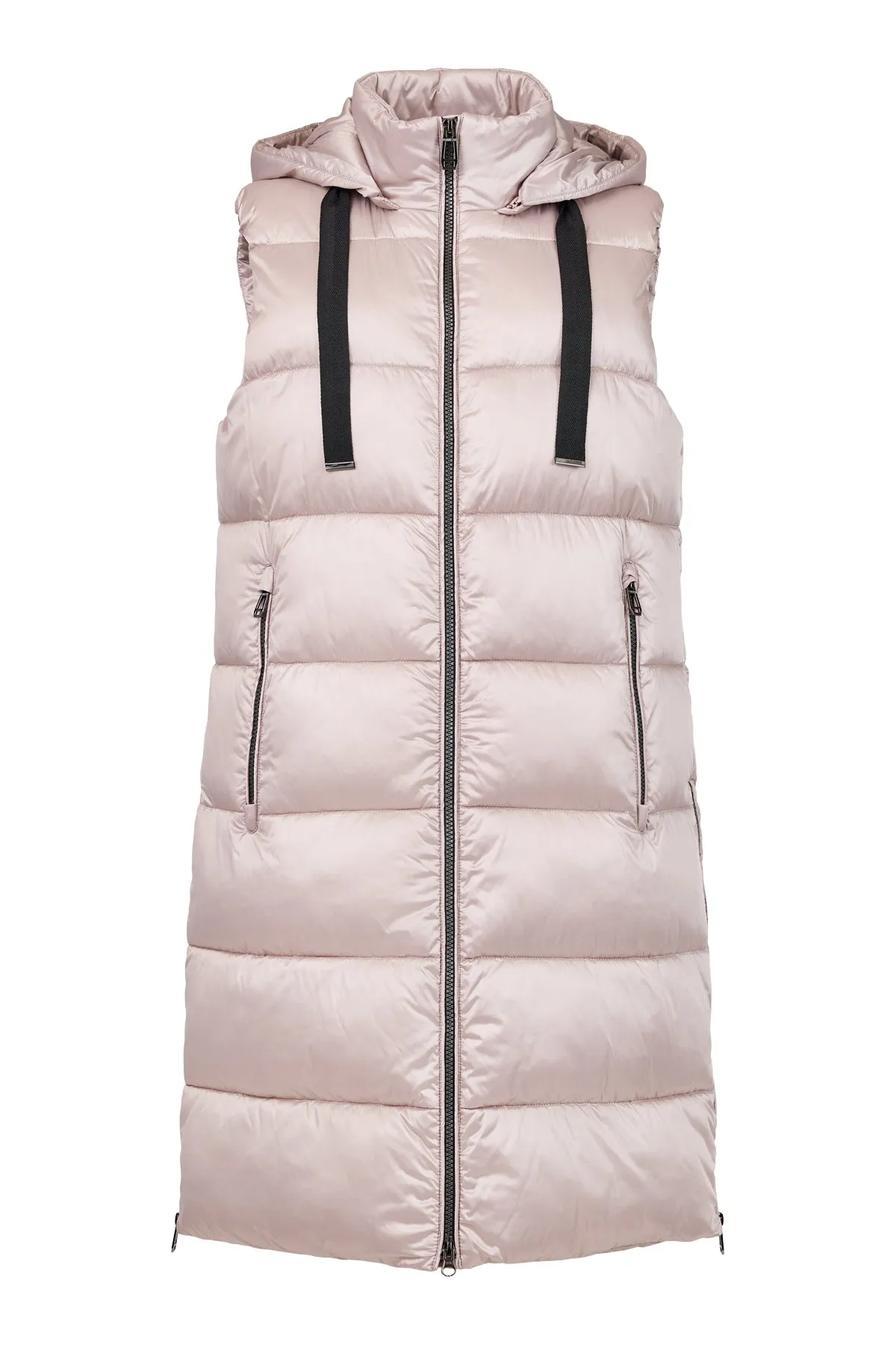 Frandsen Padded Longline Gilet in Dusty Pink