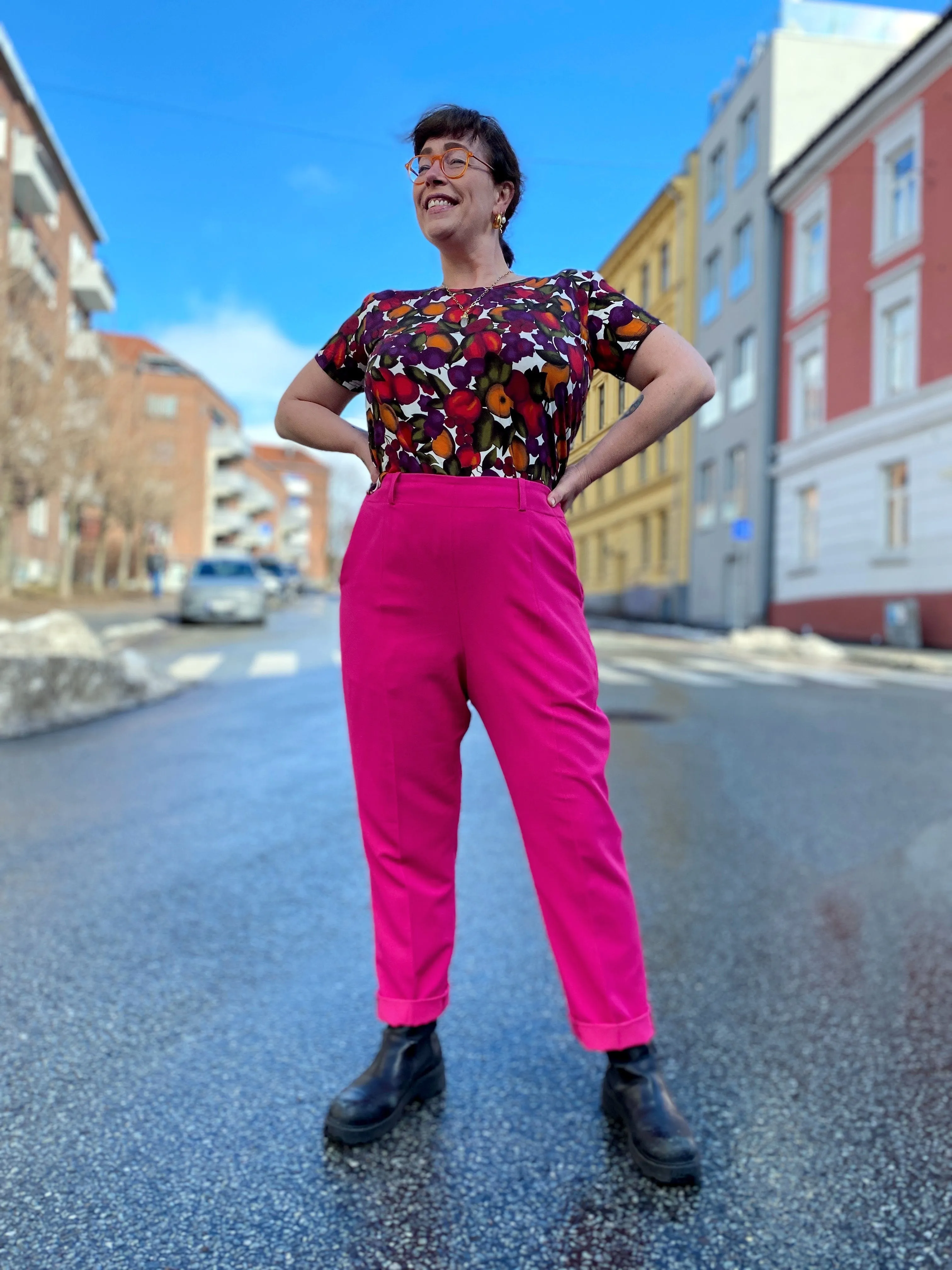 Frida Pants - bukse med høyt liv - rosa