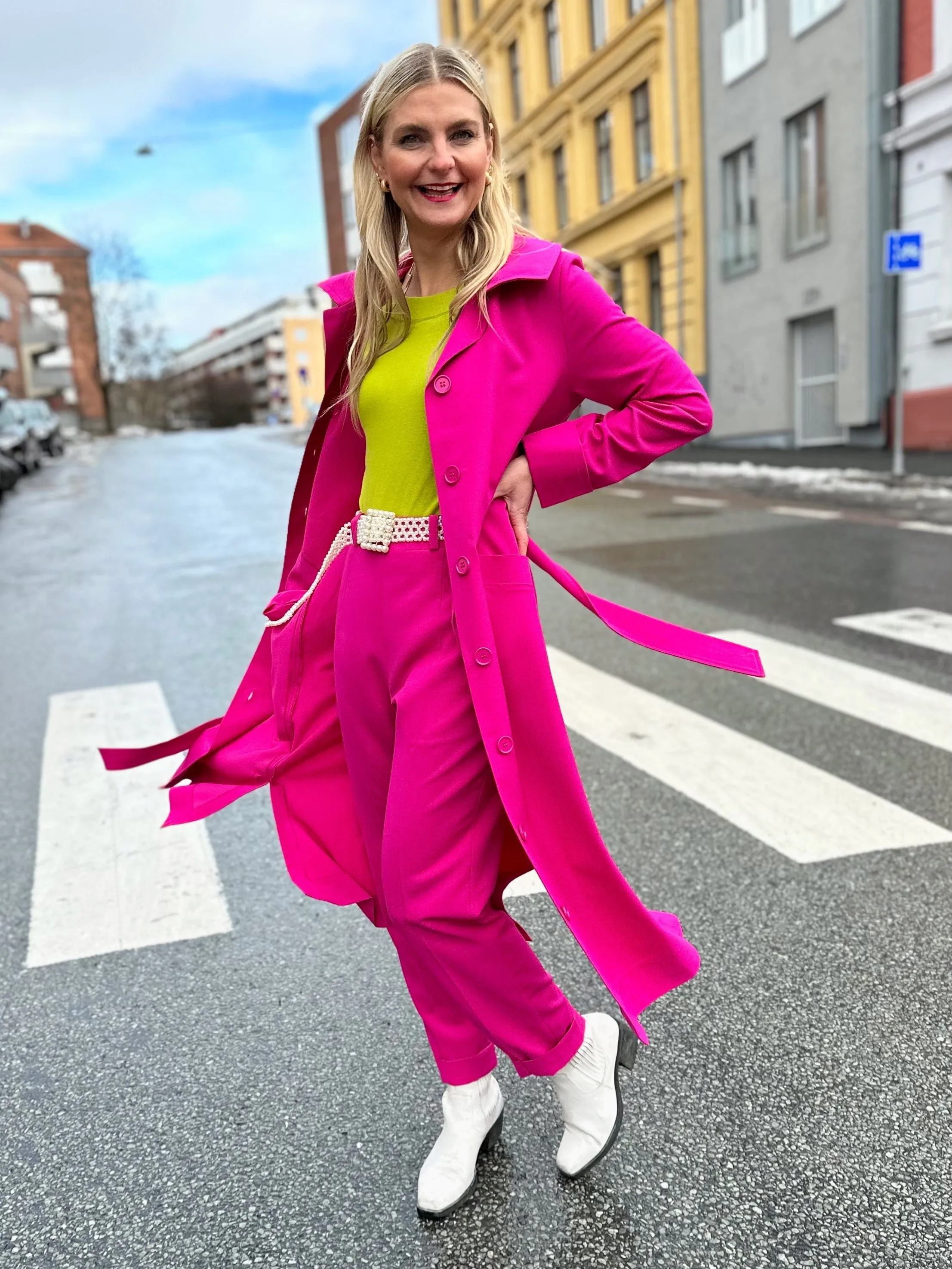 Frida Pants - bukse med høyt liv - rosa