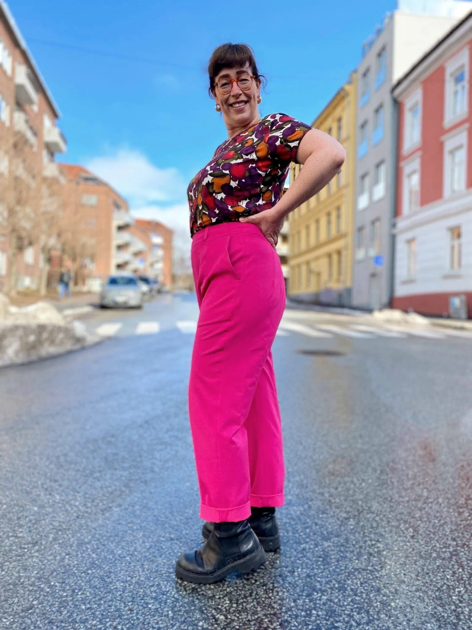 Frida Pants - bukse med høyt liv - rosa