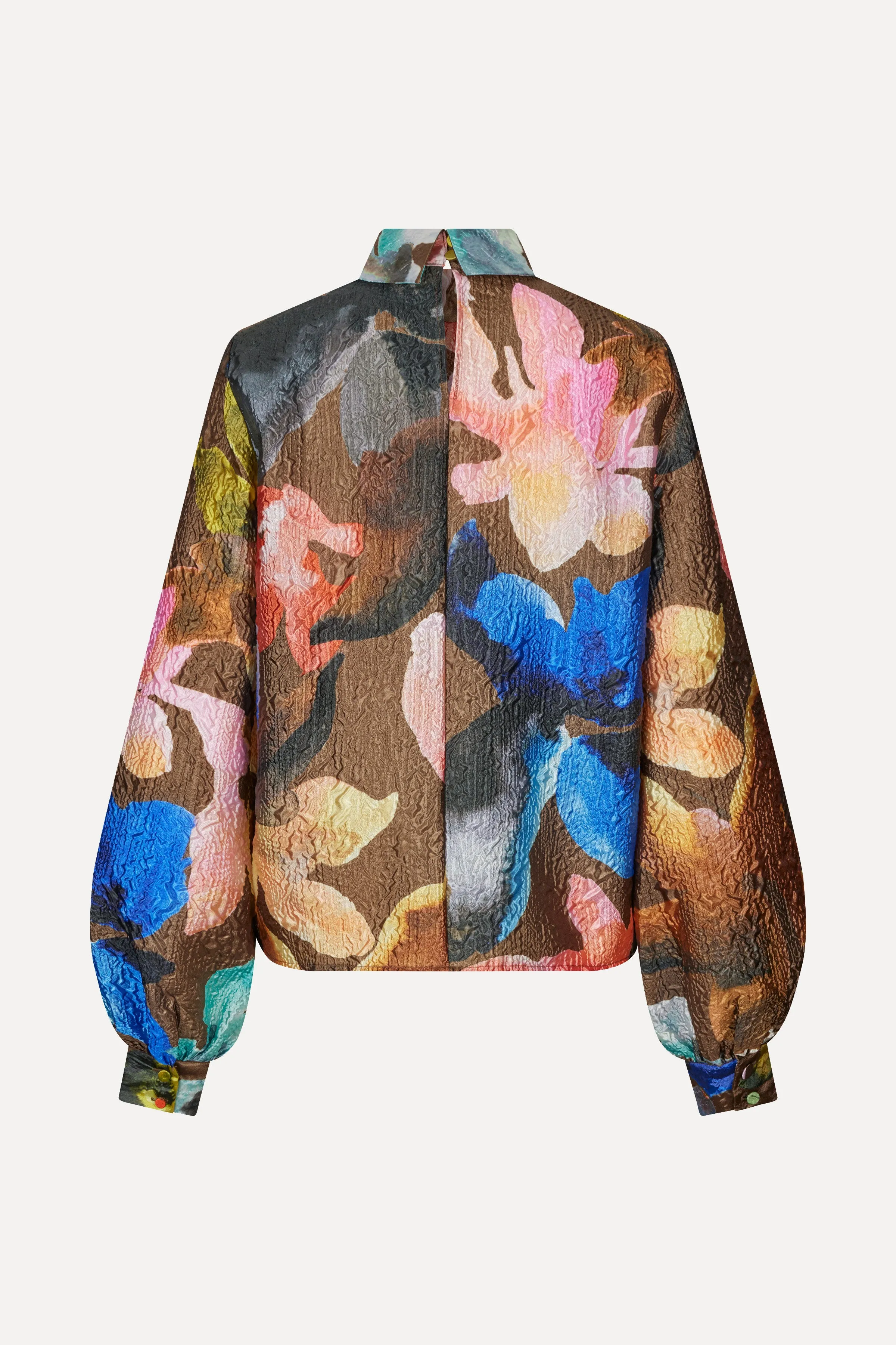 Gathered Long Sleeve Top - Aquarelle Garden