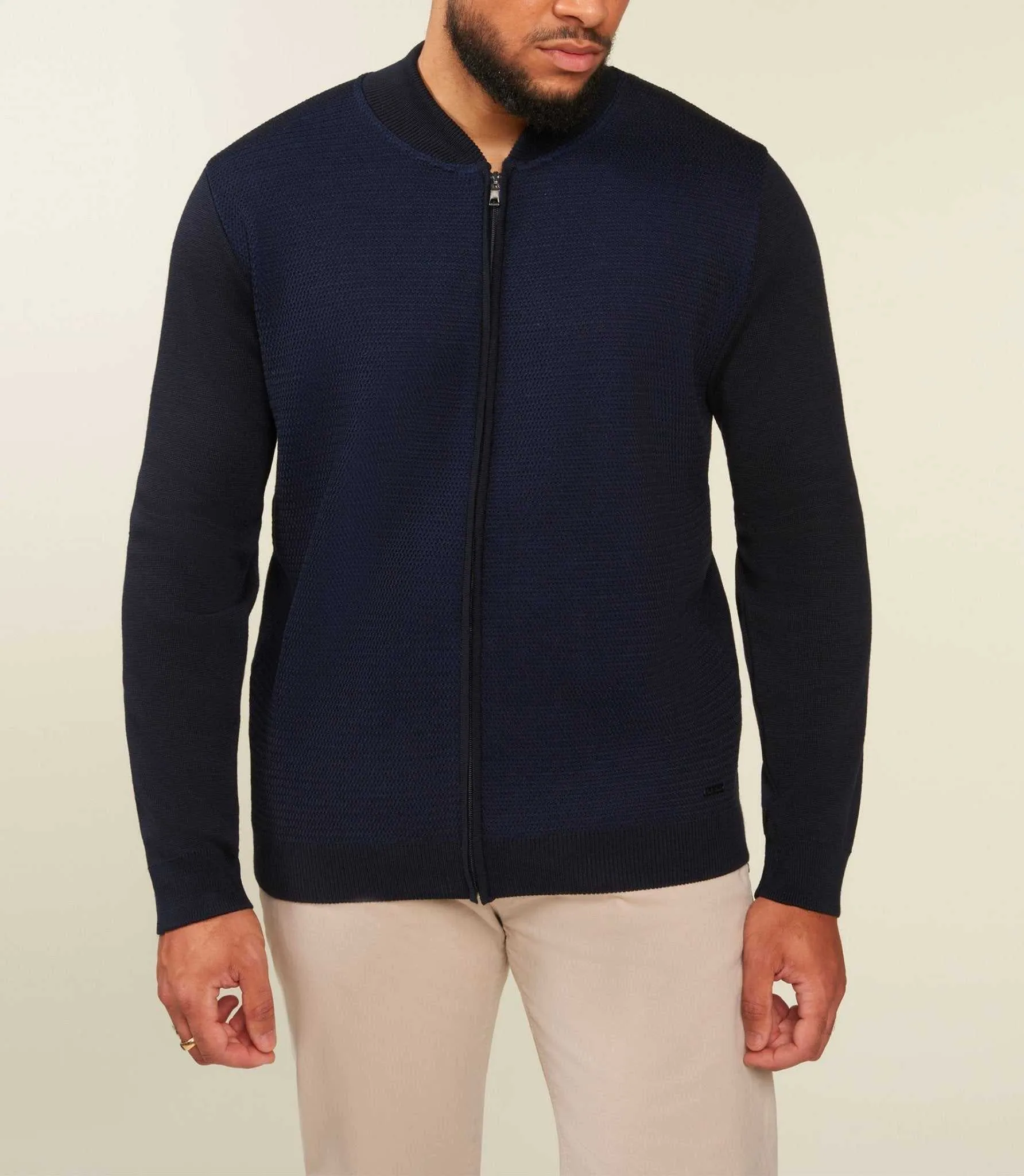 Gilet zippé marine col teddy BAOBT