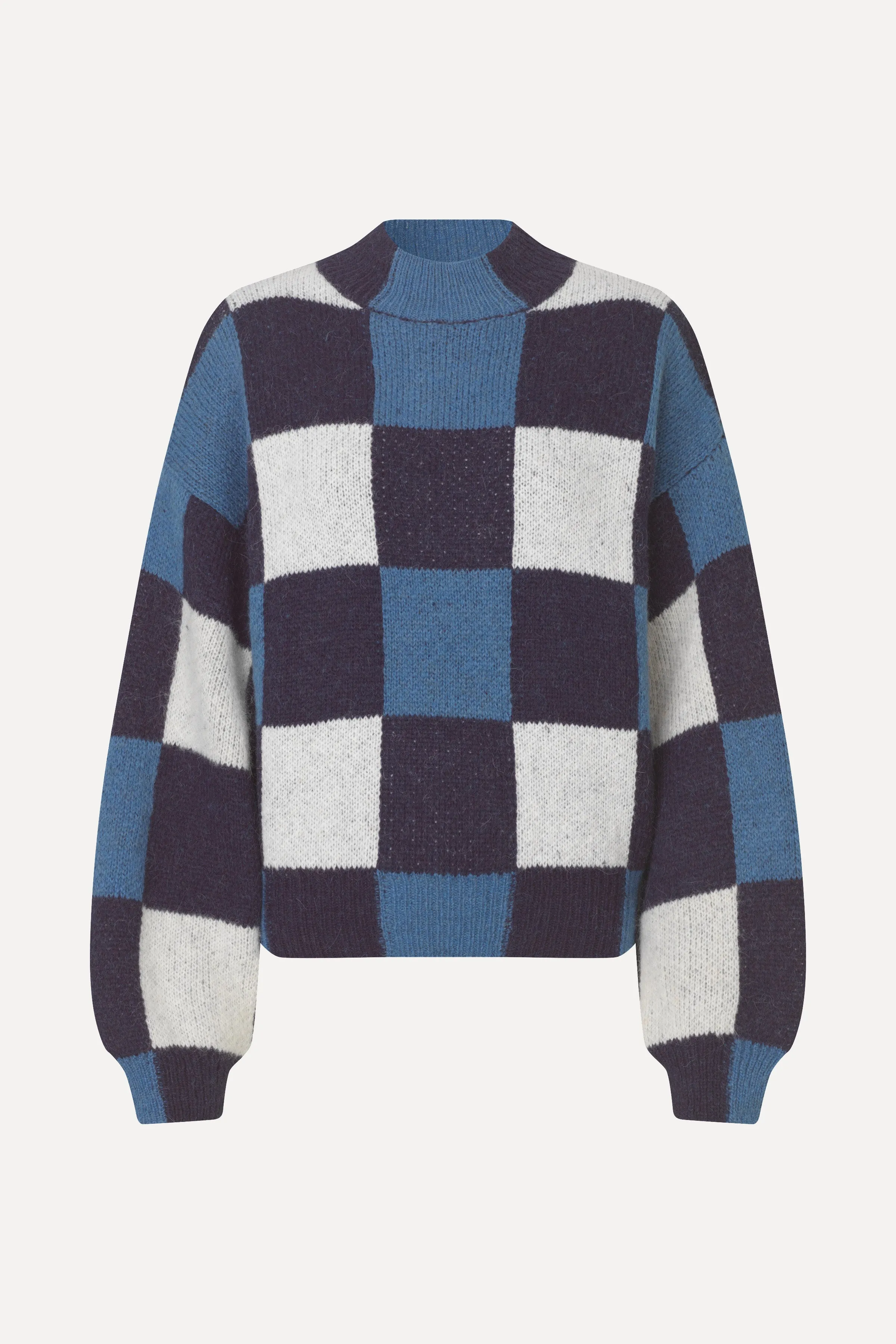 Gingham Check Sweater - Blue Gingham Check