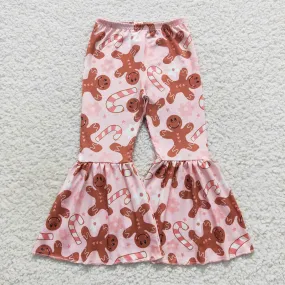 girl Christmas ginger print bell bottom pants P0240