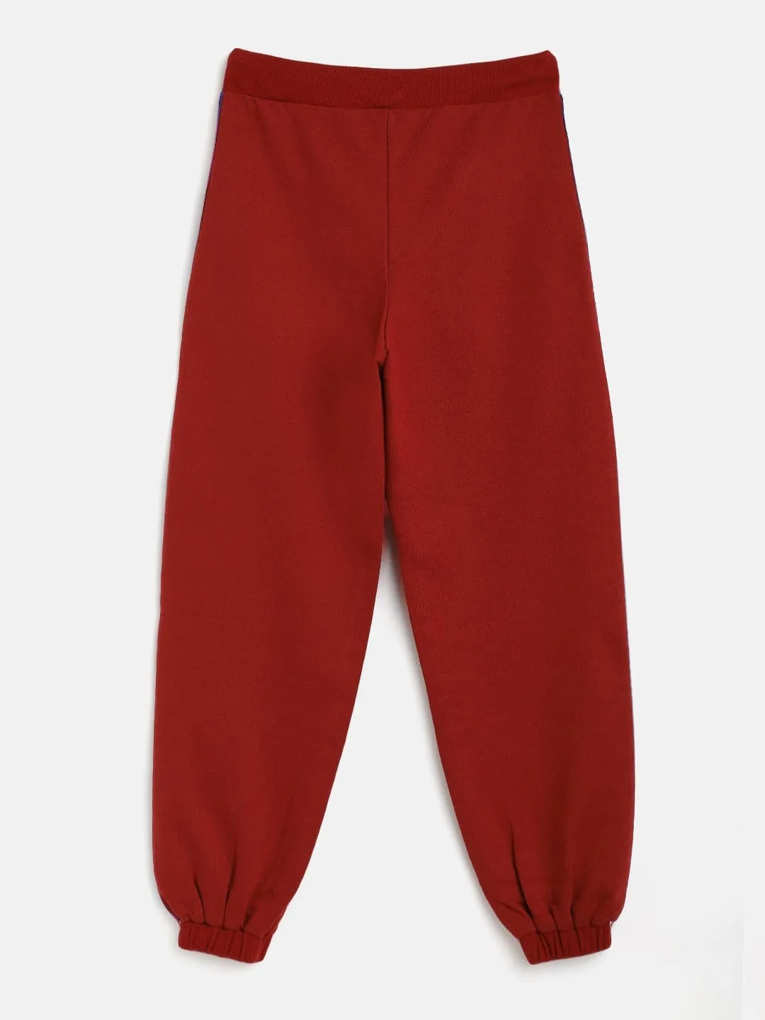 Girls Maroon Terry Side Tape Joggers - Lyush Kids