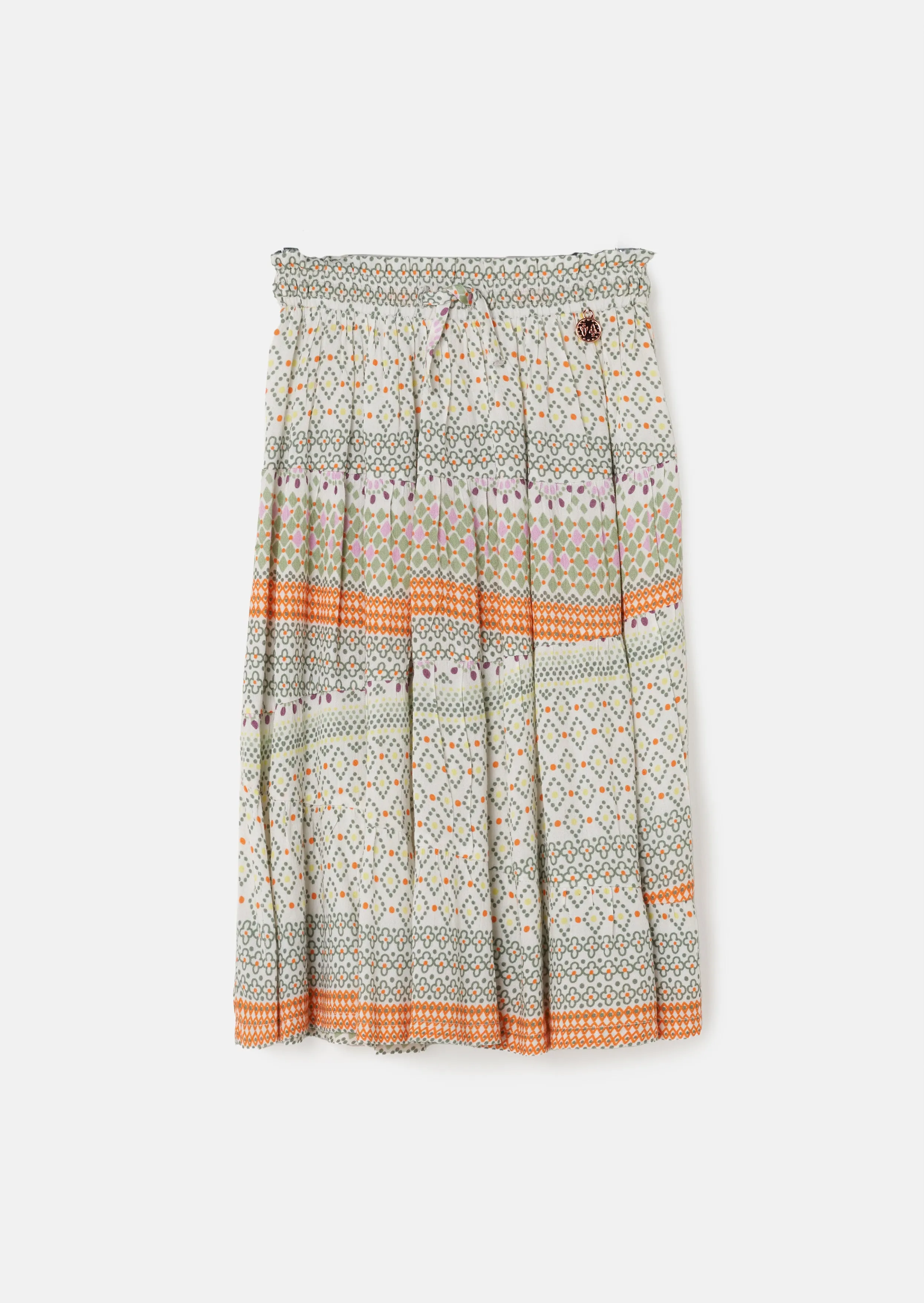 Girls Multi Printed Midi Skirt