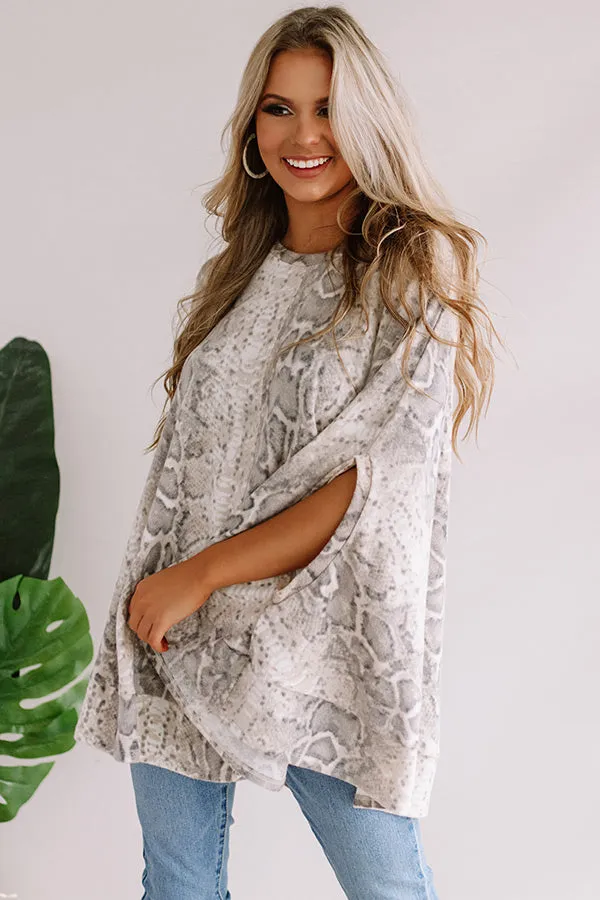 Got My Attention Snake Print Poncho Top