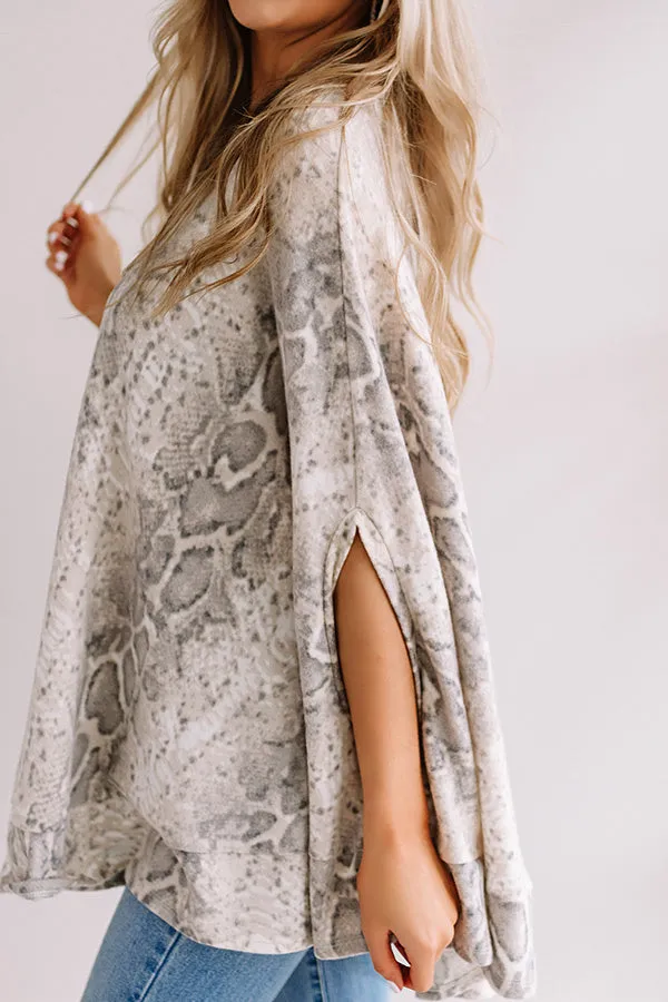 Got My Attention Snake Print Poncho Top