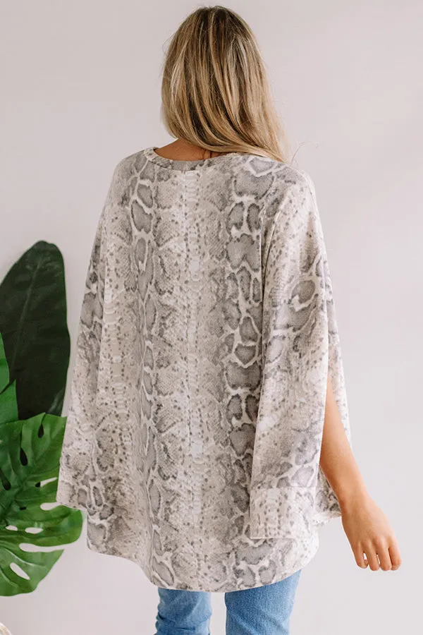 Got My Attention Snake Print Poncho Top