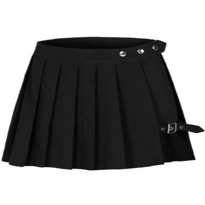 Gothic Punk Harajuku Vintage Plaid Mini Skirt Women Pleated A-Line High Waist Casual Plus Size Chic Red Black Goth Skater Green