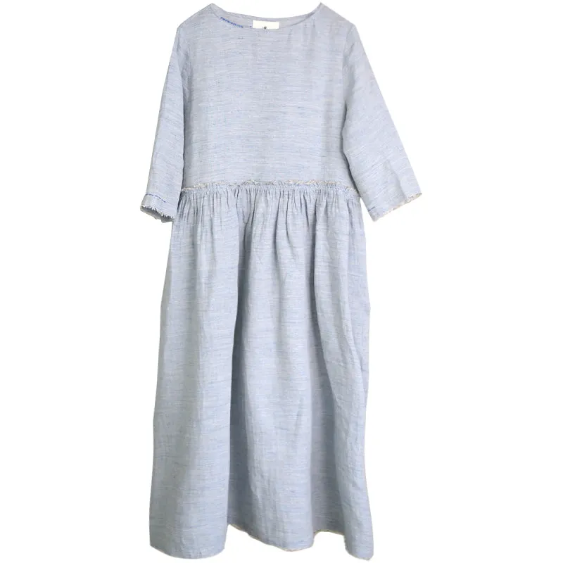 Gray linen Summer Loose Dress Long Women Linen Over Size Dresses Z97303