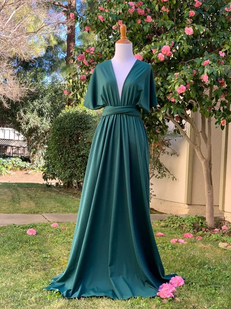 Green Infinity Dress/ Wrap Convertible Bridesmaid Dress-H80