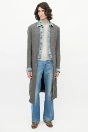 Grey Denim Tweed Coat