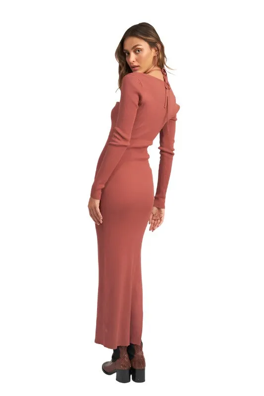 HALTER NECK MAXI DRESS WITH SLIT