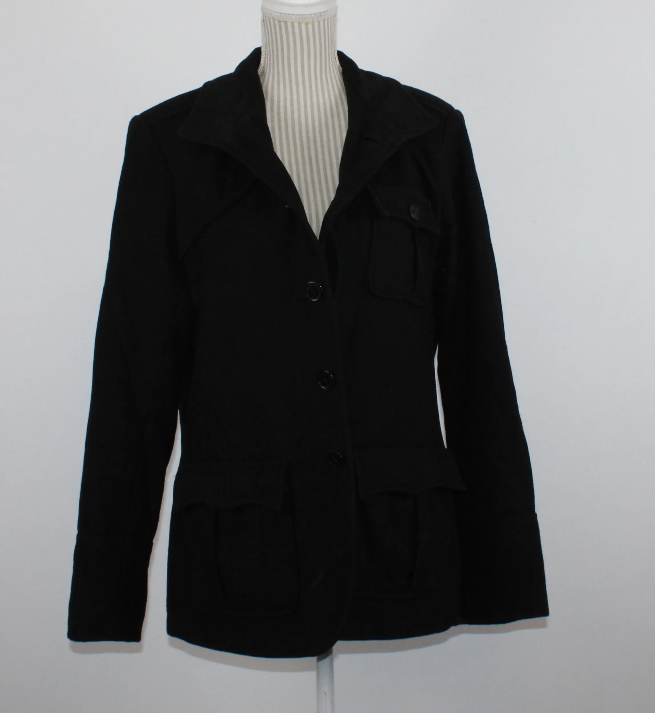 H&M BLACK WOOL COAT ADULT SIZE 40 PRE-LOVED