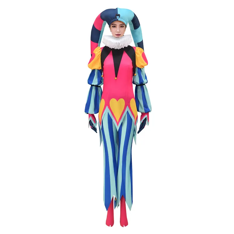 Helluva Boss Fizzarolli Cosplay Hazbin Hotel Costume Red Clown Suit with Headwear