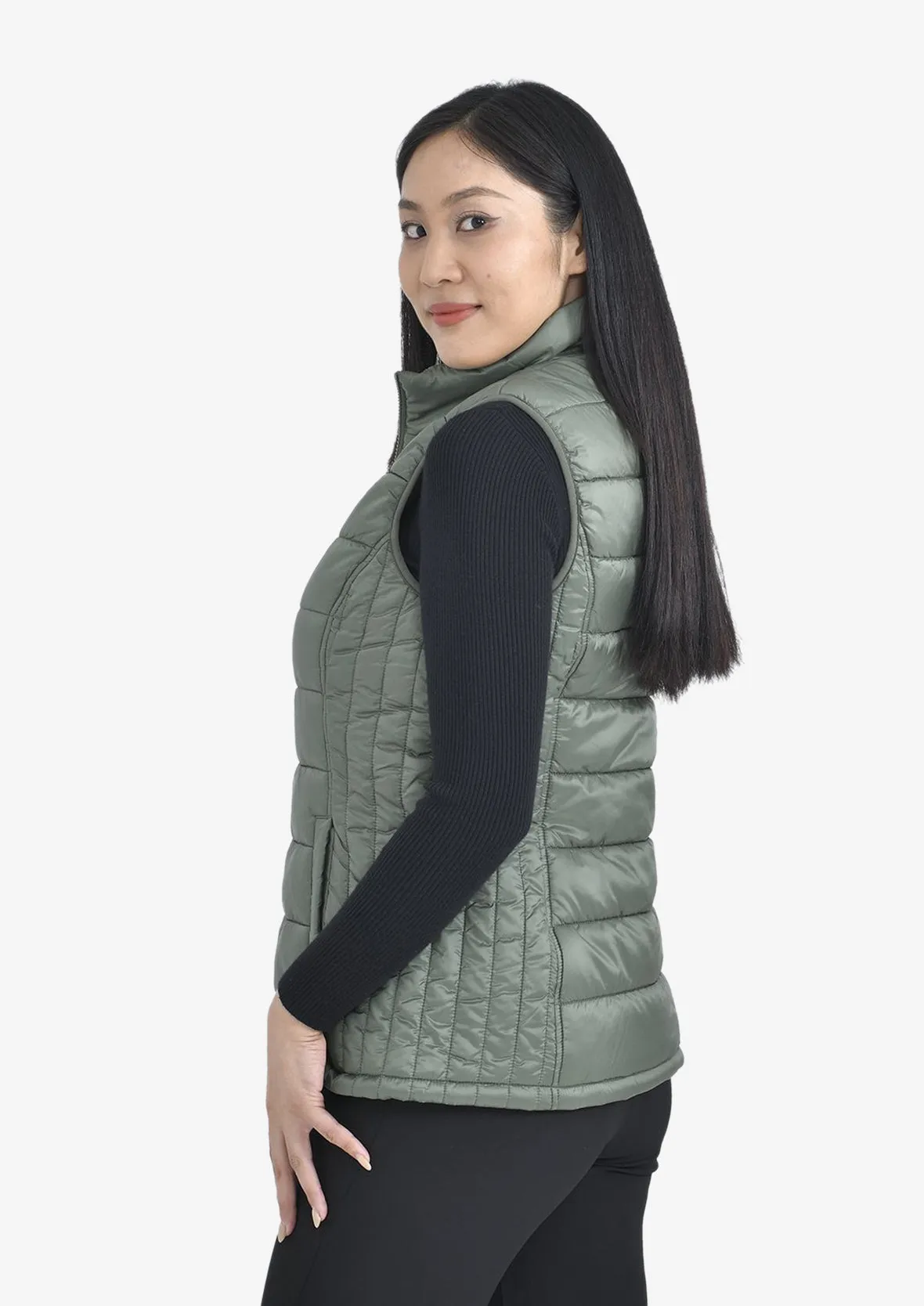 High-Neck Quilted Gilet