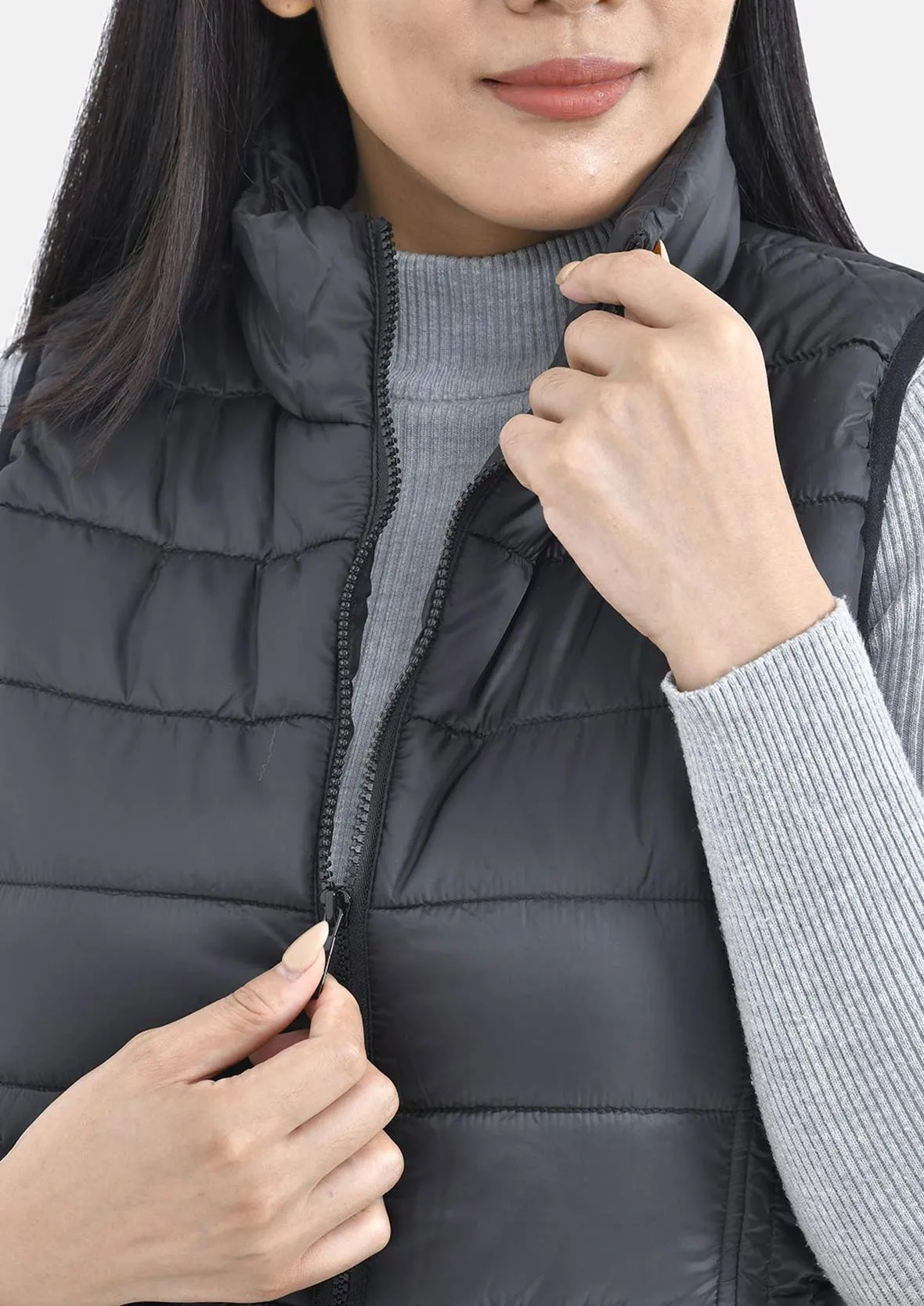 High-Neck Quilted Gilet