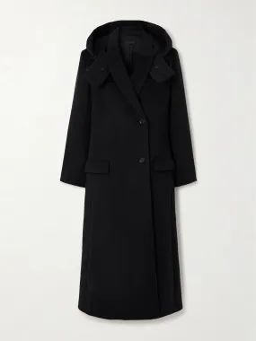 Hooded brushed-wool coat