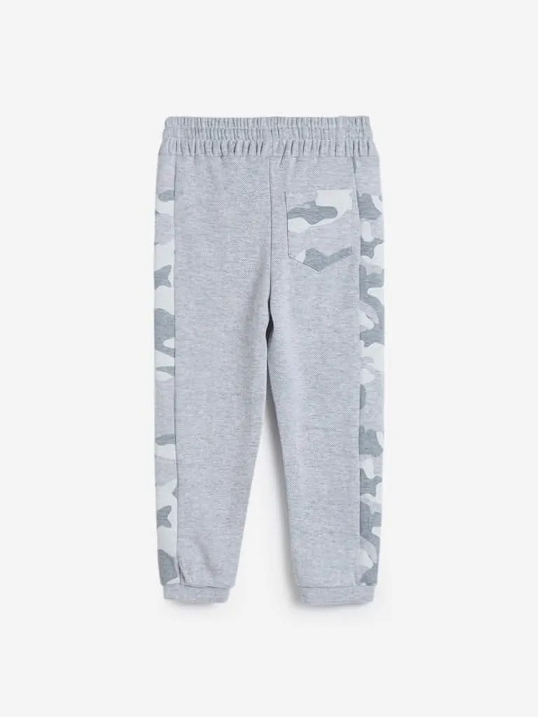 HOP Kids Grey Camouflage Panelled Joggers