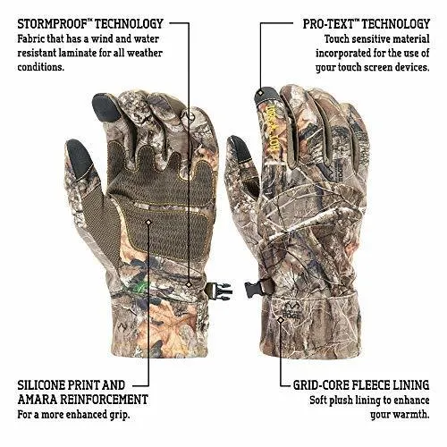 HOT SHOT Men’s Camo Swiftstrike Pro-Text Gloves – Realtree Edge Outdoor Hunting Camouflage Gear