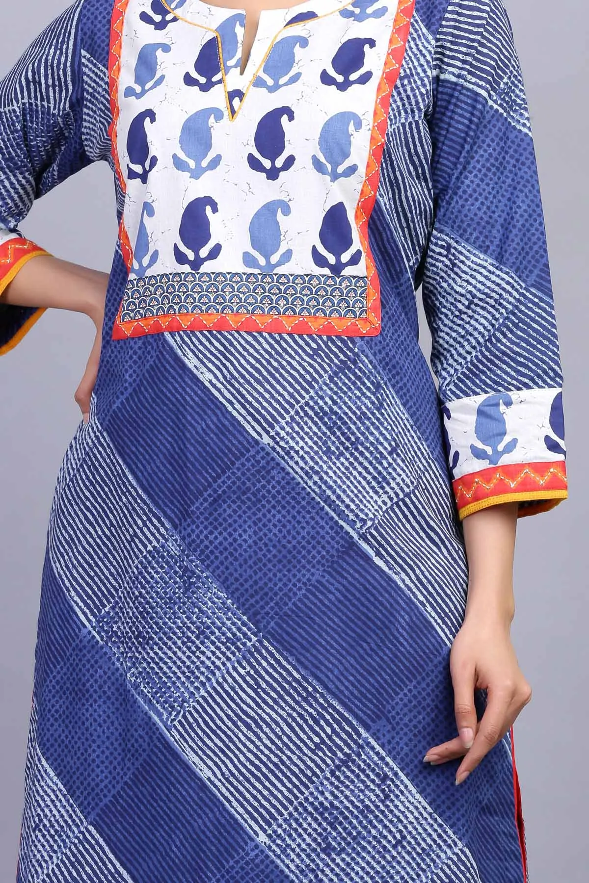 Indigo blue straight fit Kurta with matching Pants