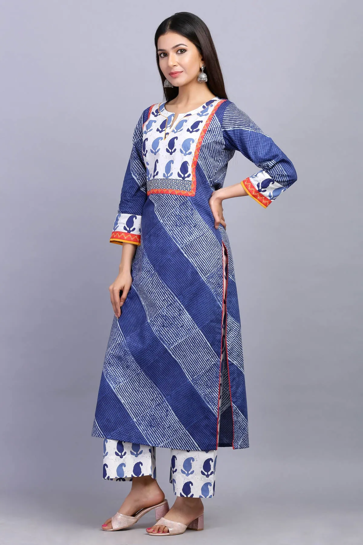 Indigo blue straight fit Kurta with matching Pants