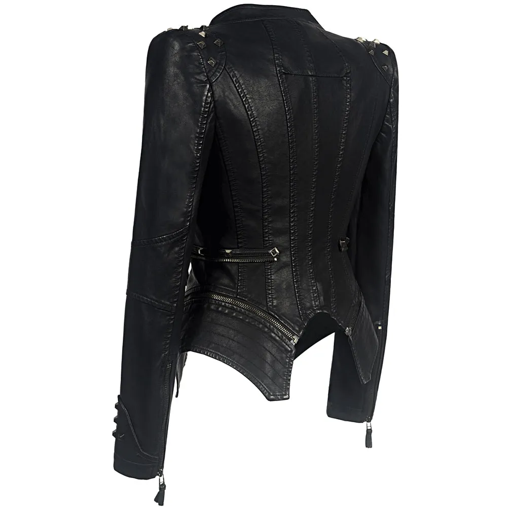 Jacket Women Faux Leather PU Jacket Winter Autumn Black Motorcycle Jacket Outerwear  Gothic Faux leather Coats Chaqueta