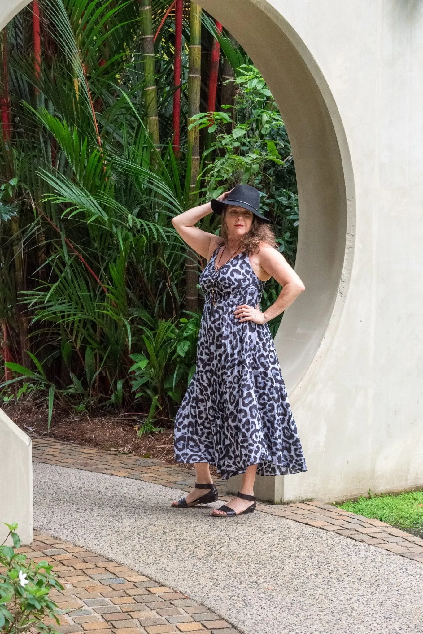 Jasmine Midi Dress - Animal White