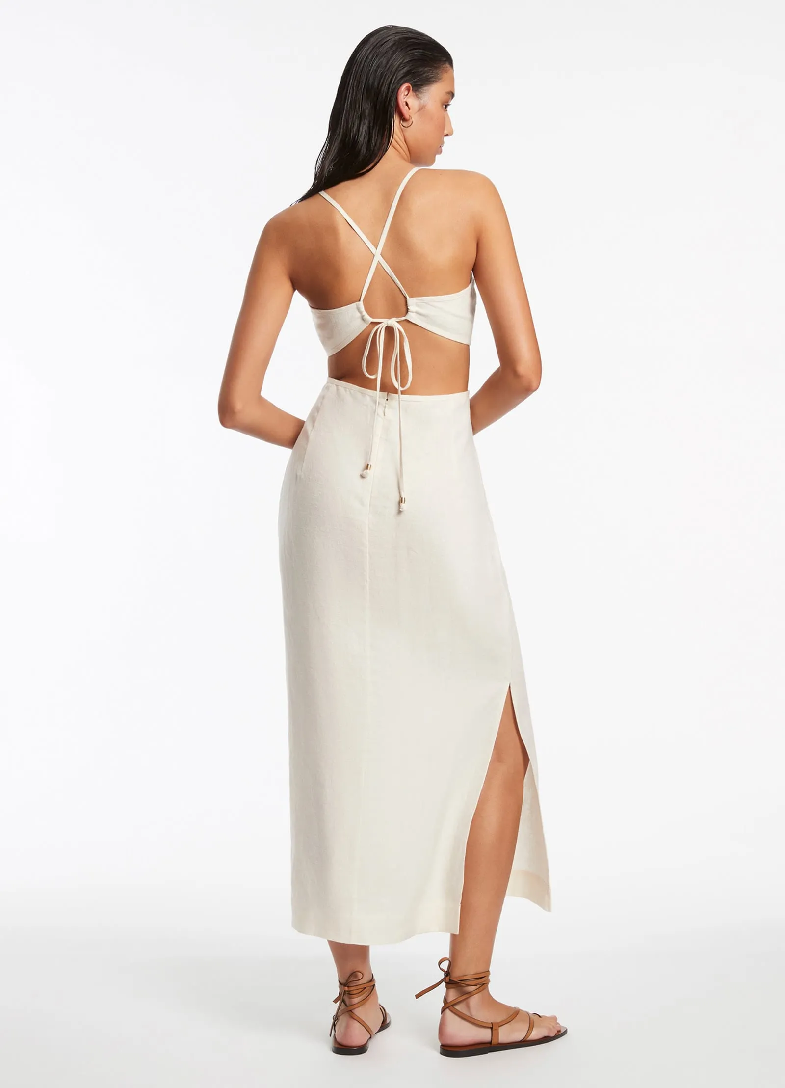 Jetset Plunge Cut Out Dress - Cream