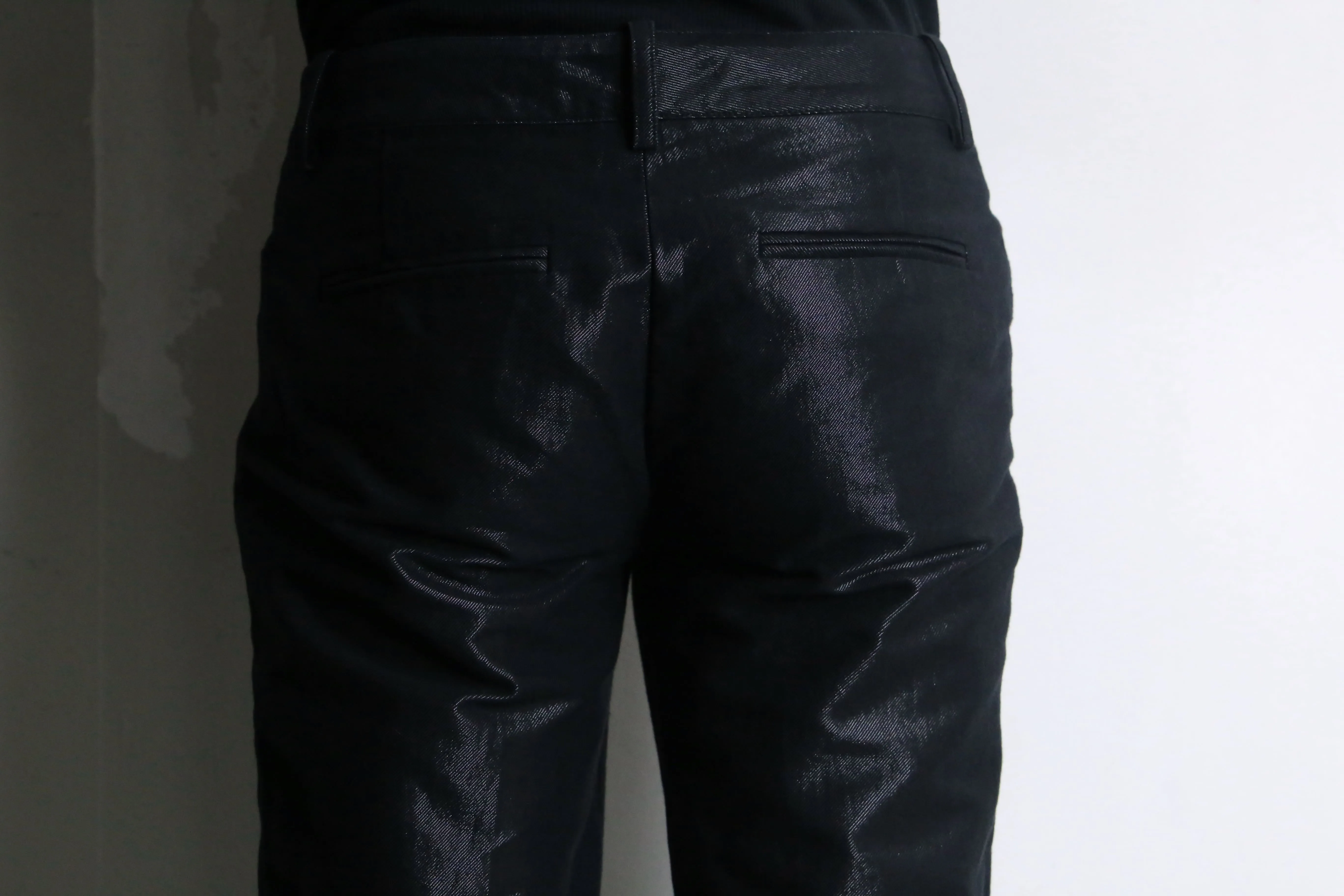 “John Galliani” metallic black flare pants